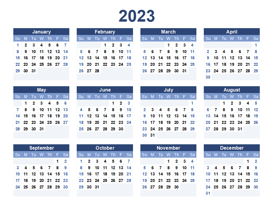 Year 2023 Calendar PNG Picture