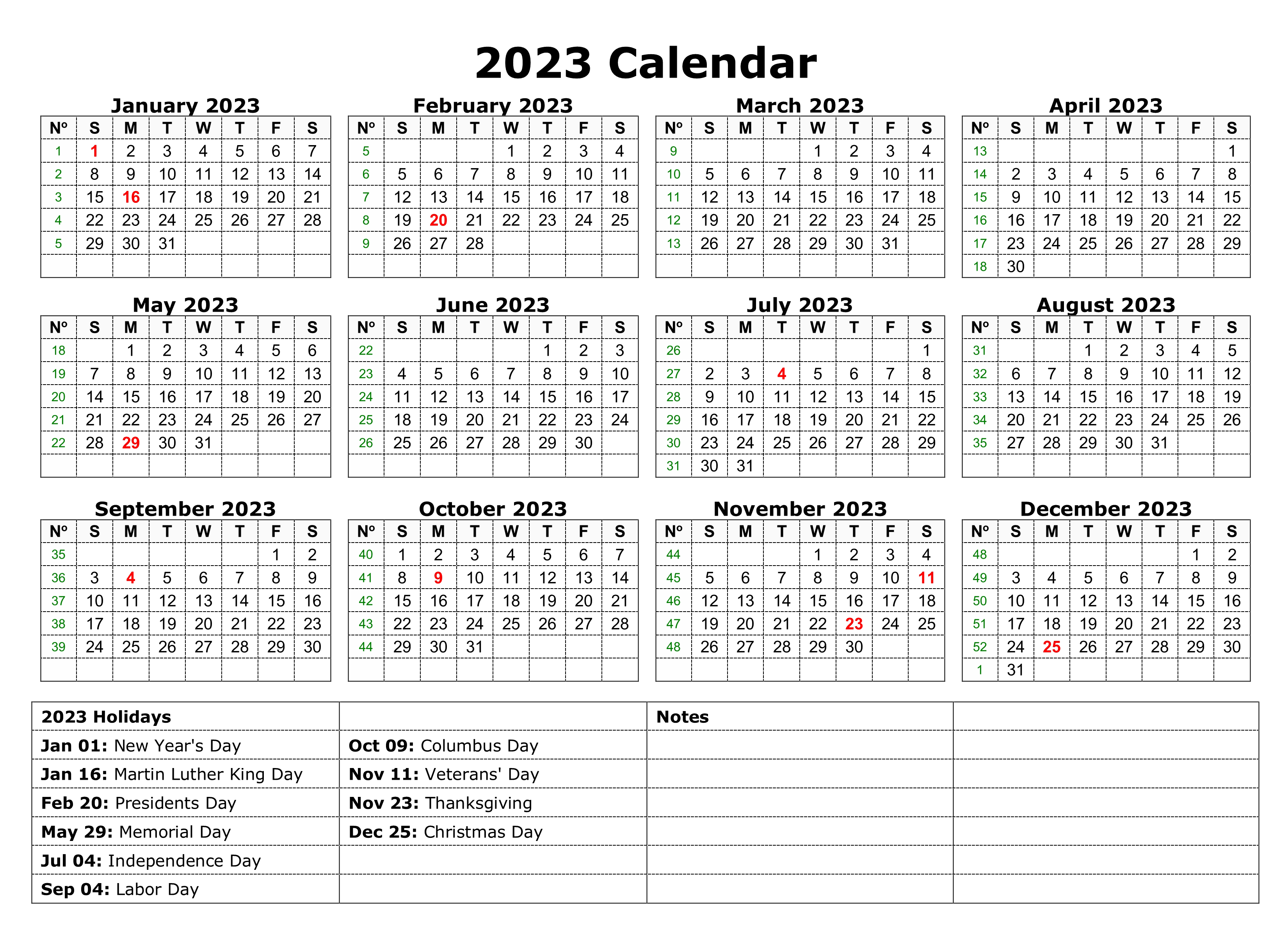 Year 2023 Calendar PNG Transparent