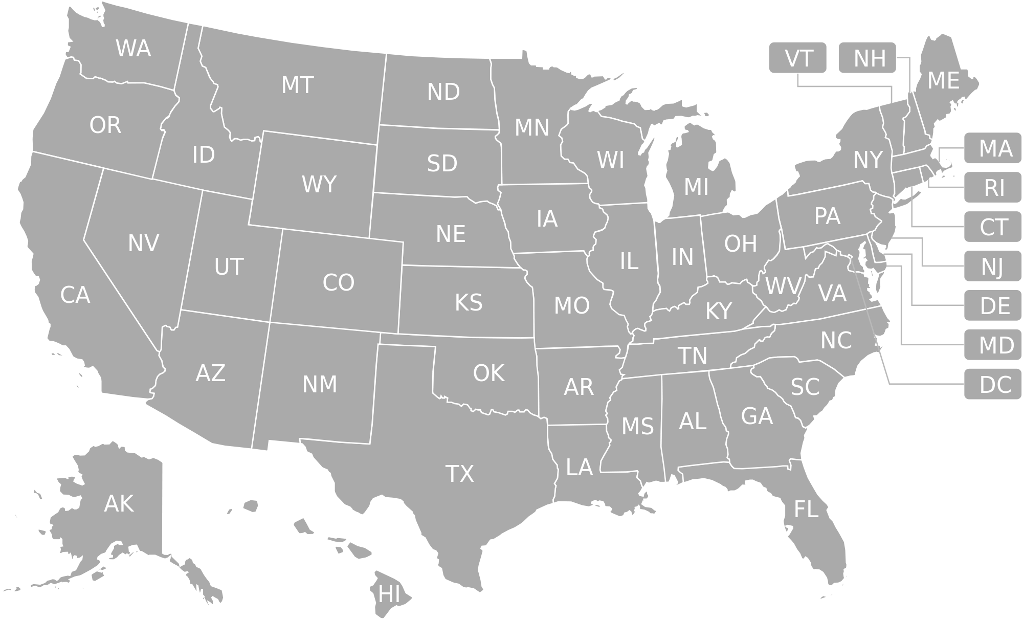 Blank Map Of The United States PNG