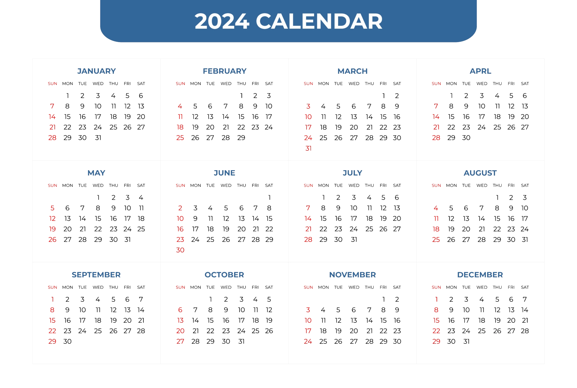 Calendar 2024 PNG Photos