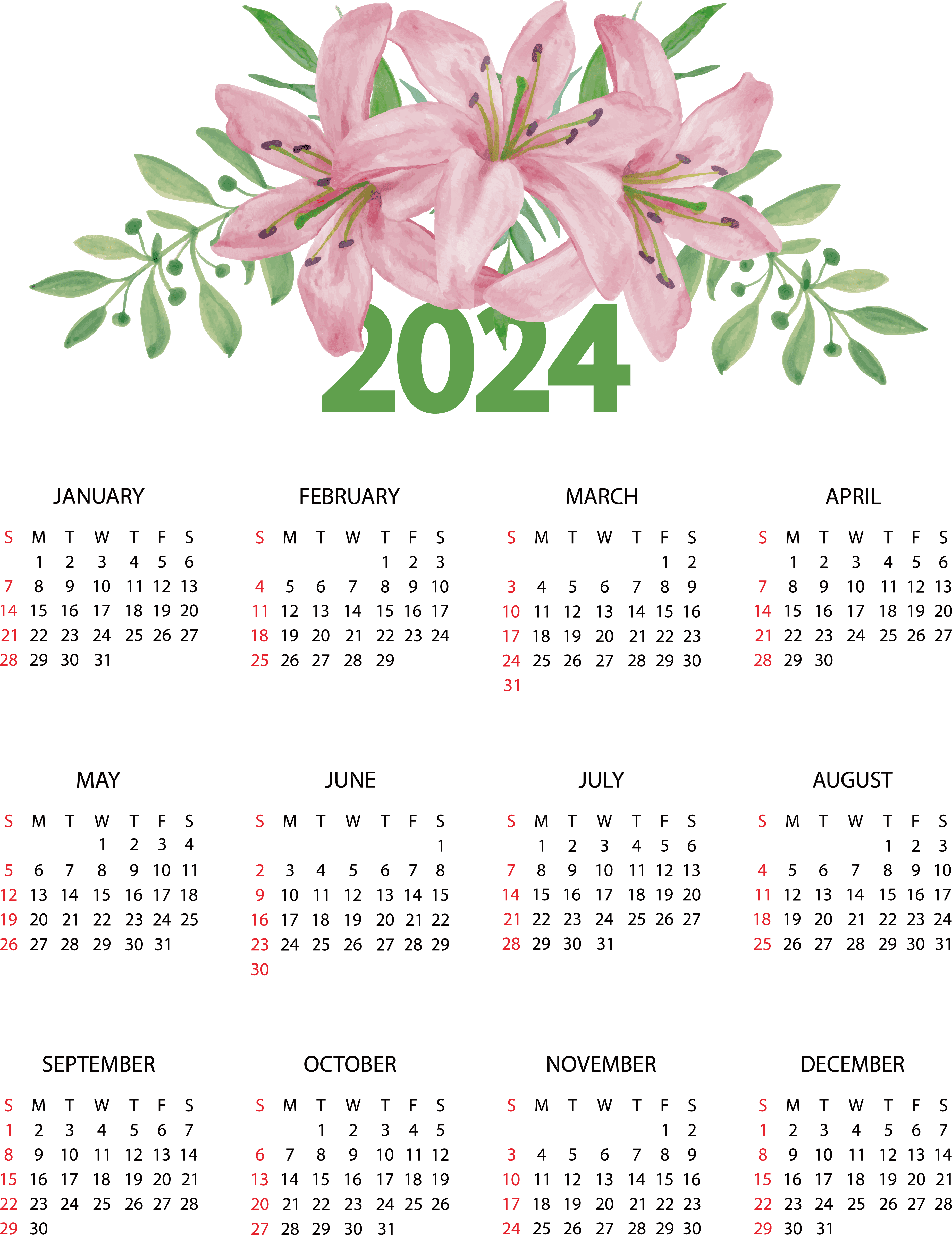 Calendar 2024 PNG Pic