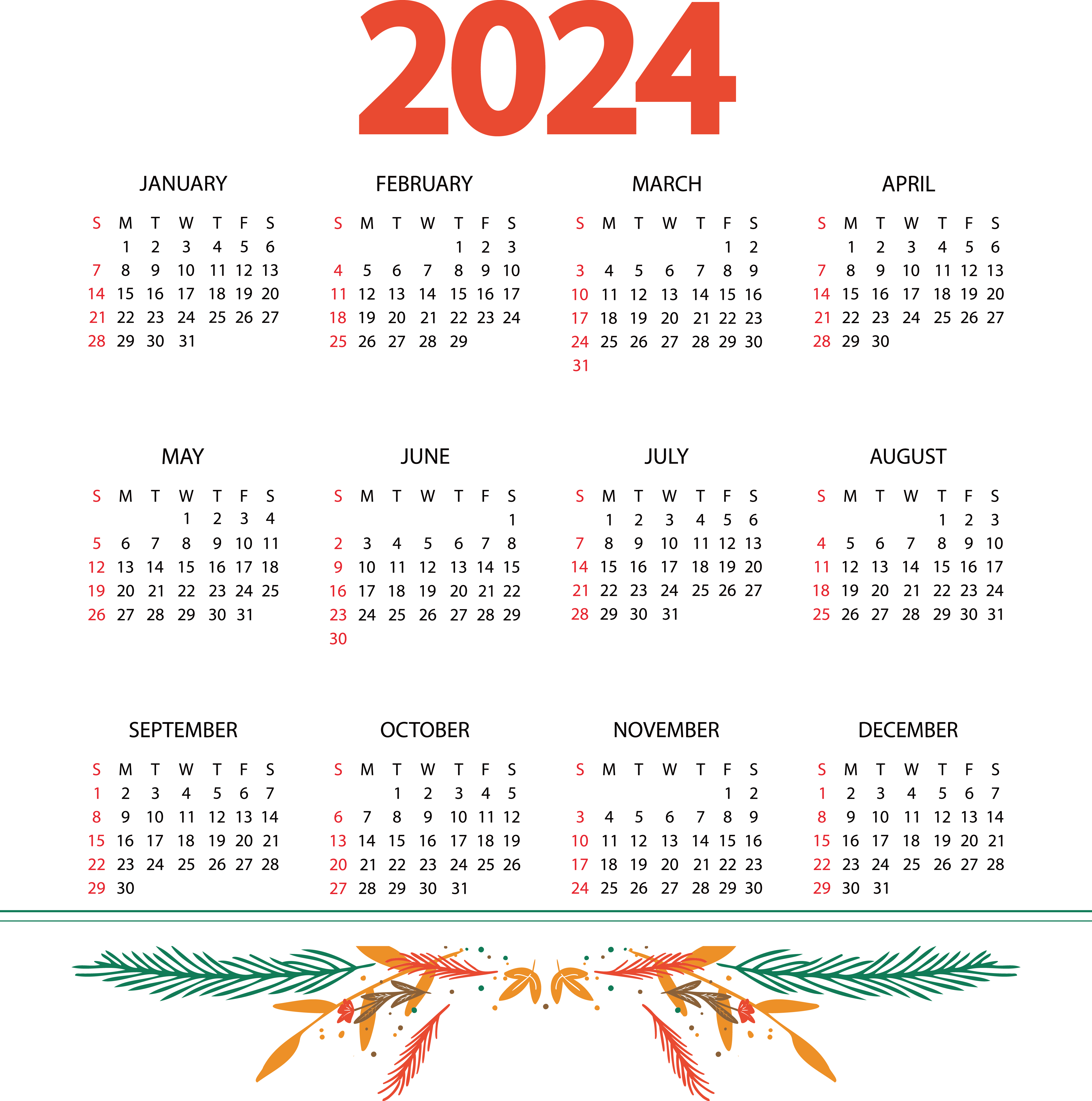 Calendar 2024 PNG