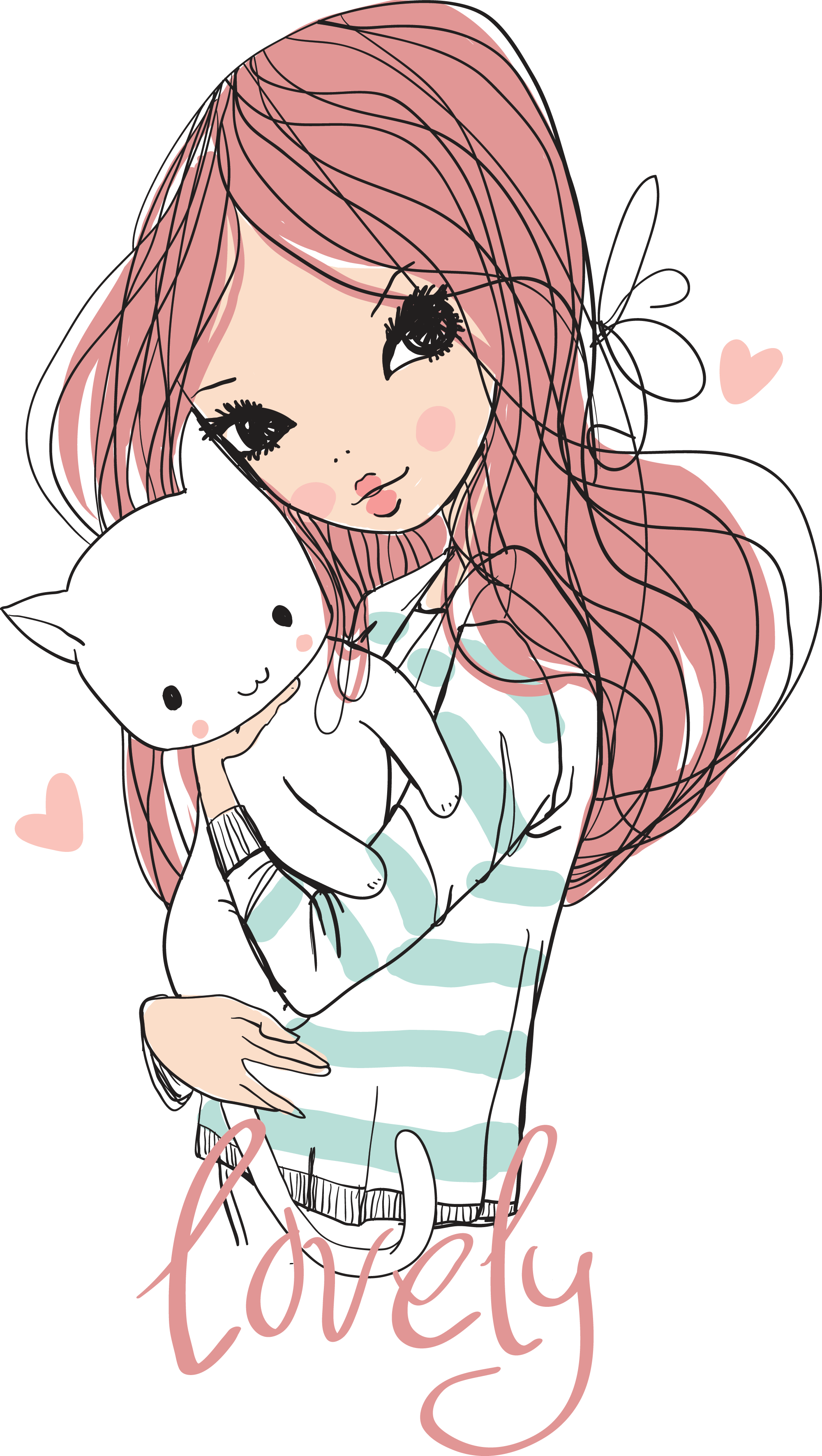 Cute Drawing Of Girls Transparent PNG