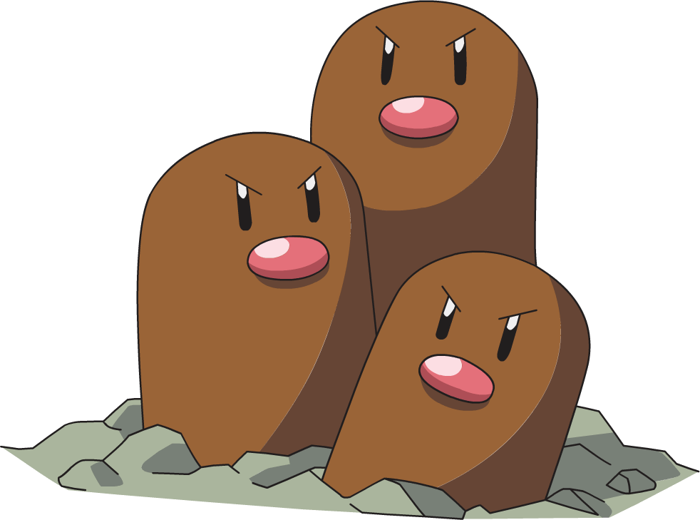 Dugtrio Pokemon Background Isolated PNG
