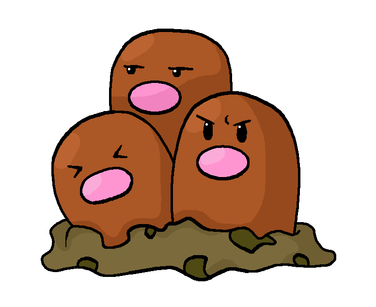 Dugtrio Pokemon PNG Isolated Clipart