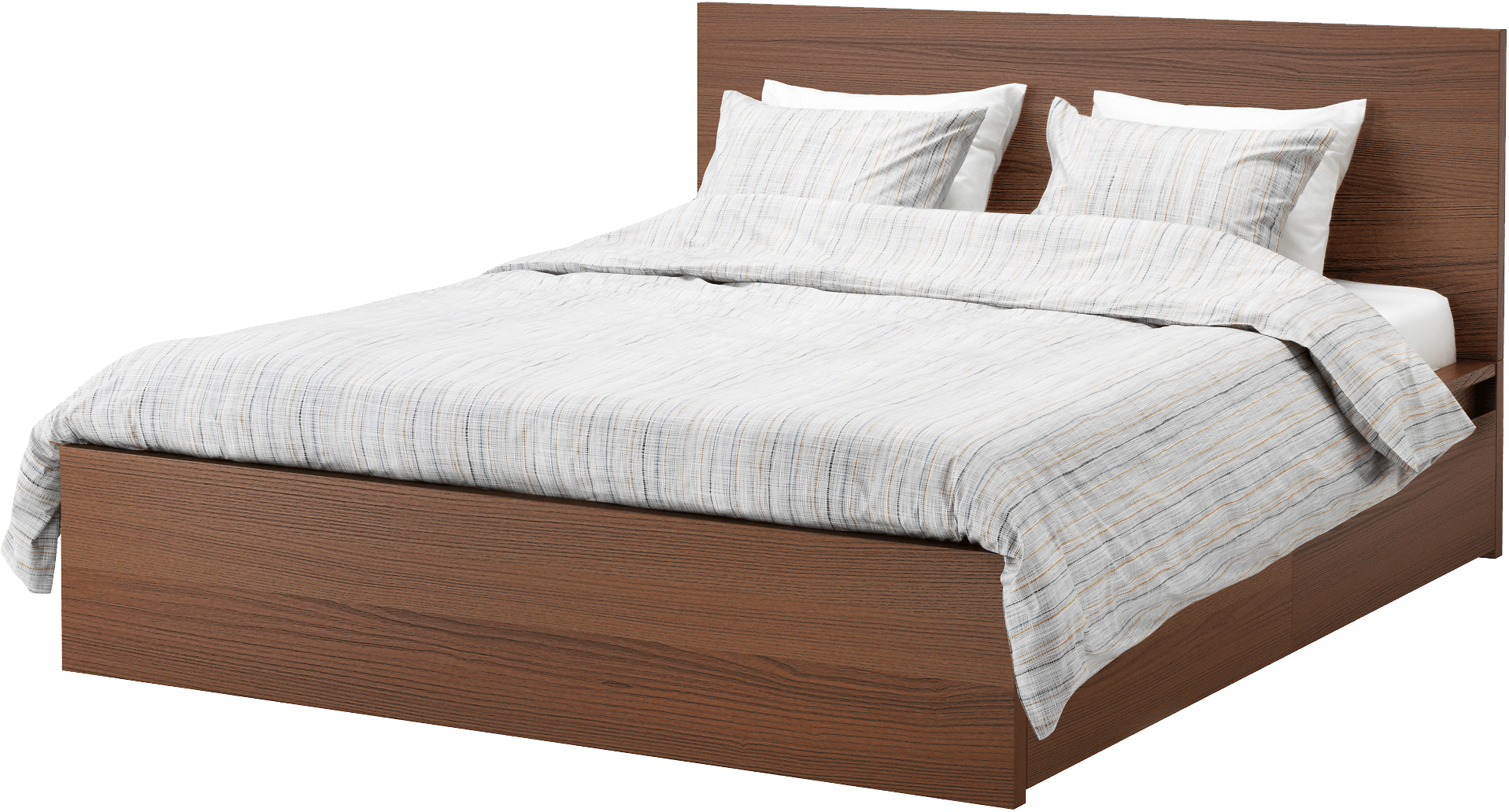 Modern Wooden Bed PNG Image