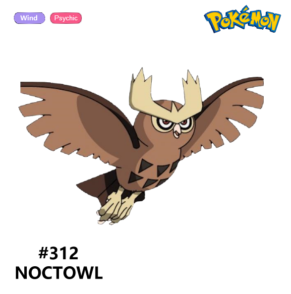 Noctowl Pokemon PNG Isolated HD