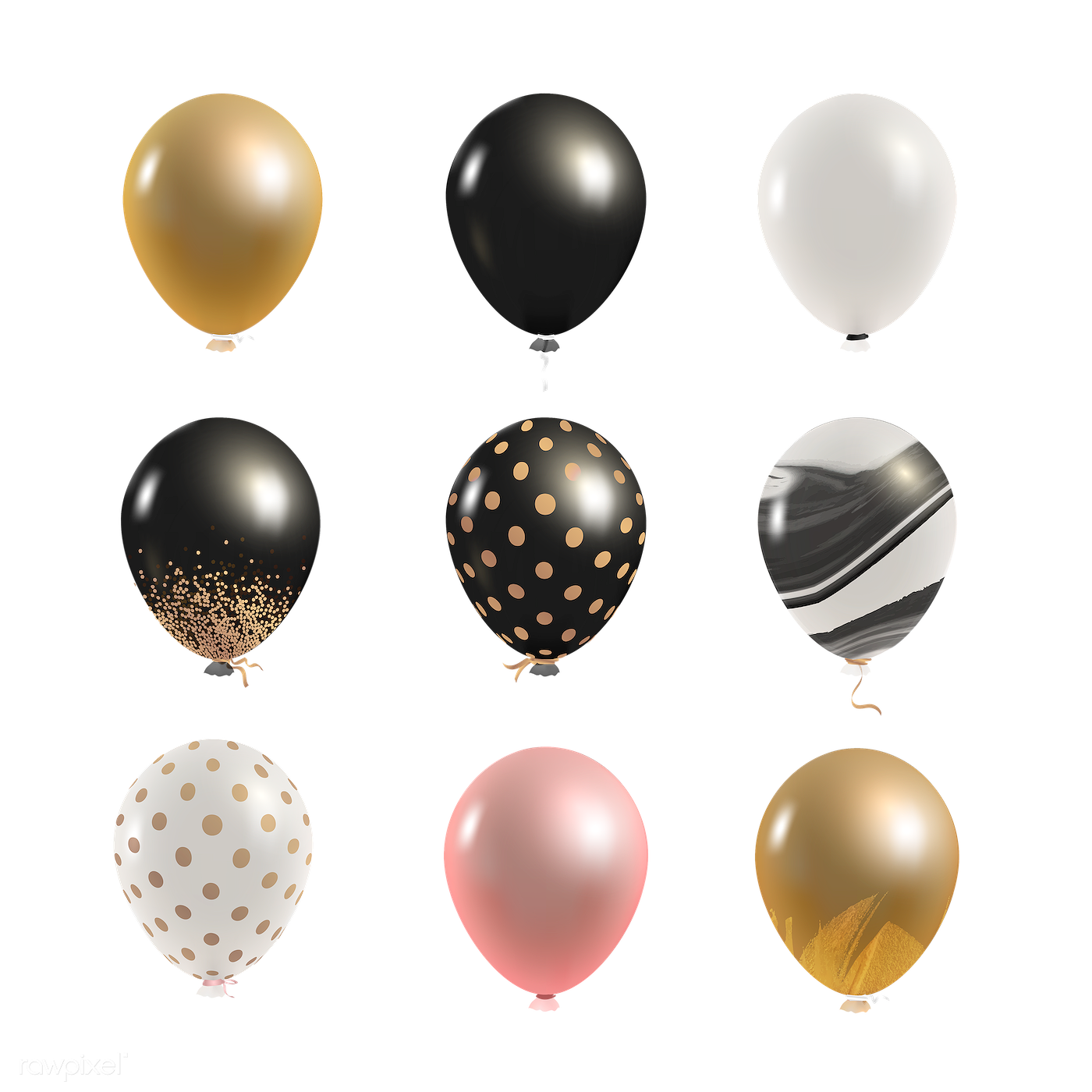 Black And Gold Balloons PNG Clipart