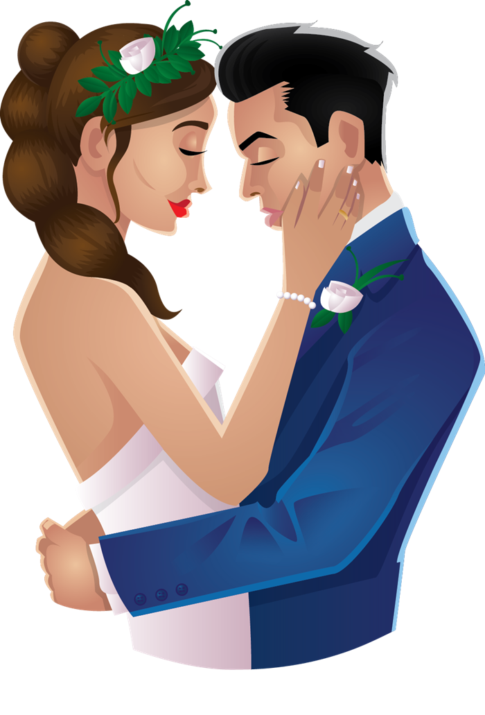 Cute Wedding Couple Cartoon PNG Free Download