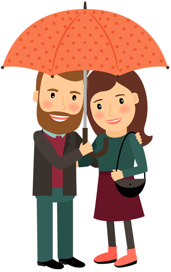 Cute Wedding Couple Cartoon PNG Isolated Image