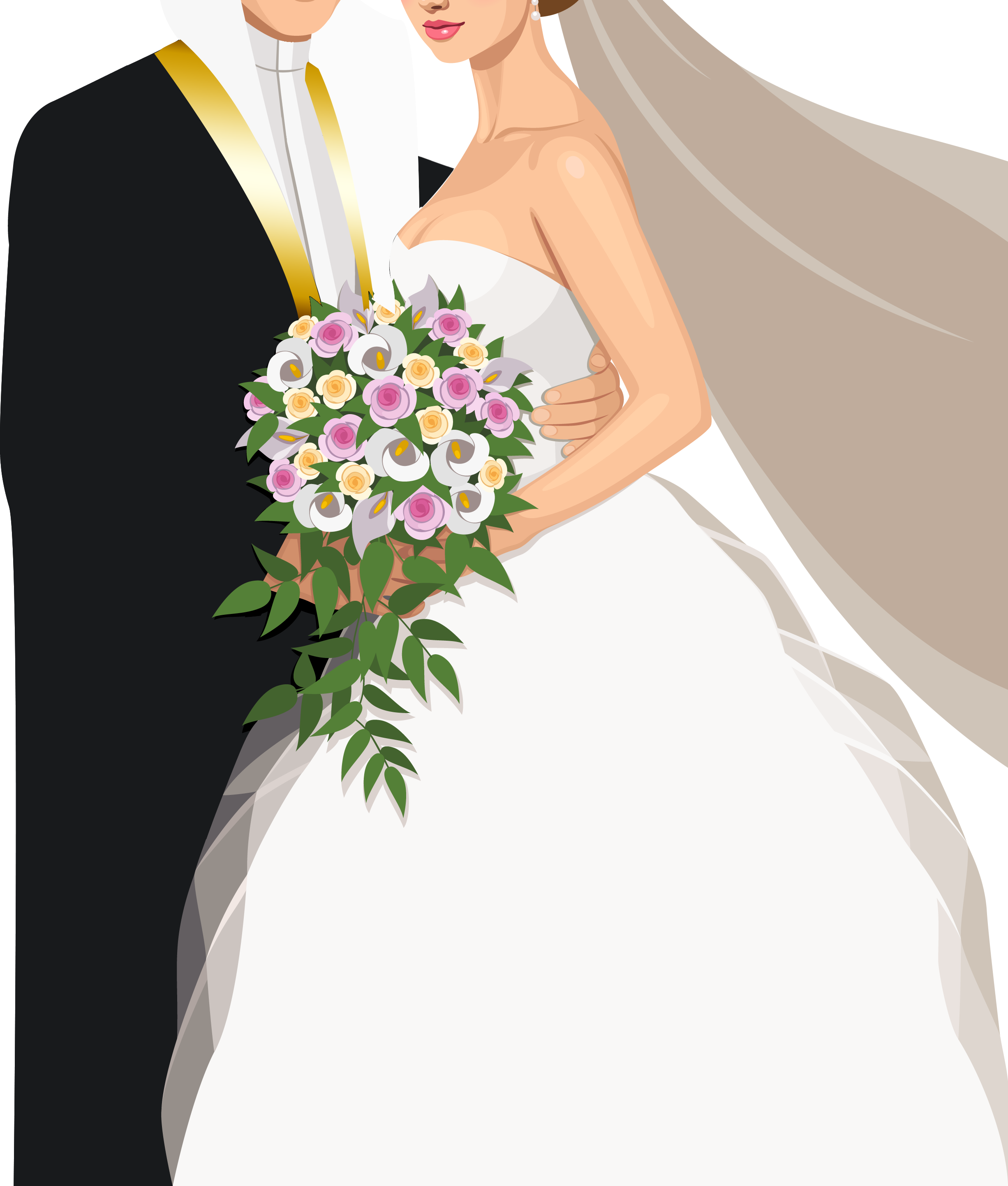 Cute Wedding Couple Cartoon PNG Picture