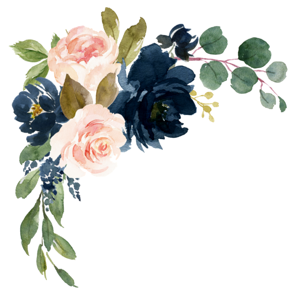 Floral Royal Blue Wedding Background Design PNG File
