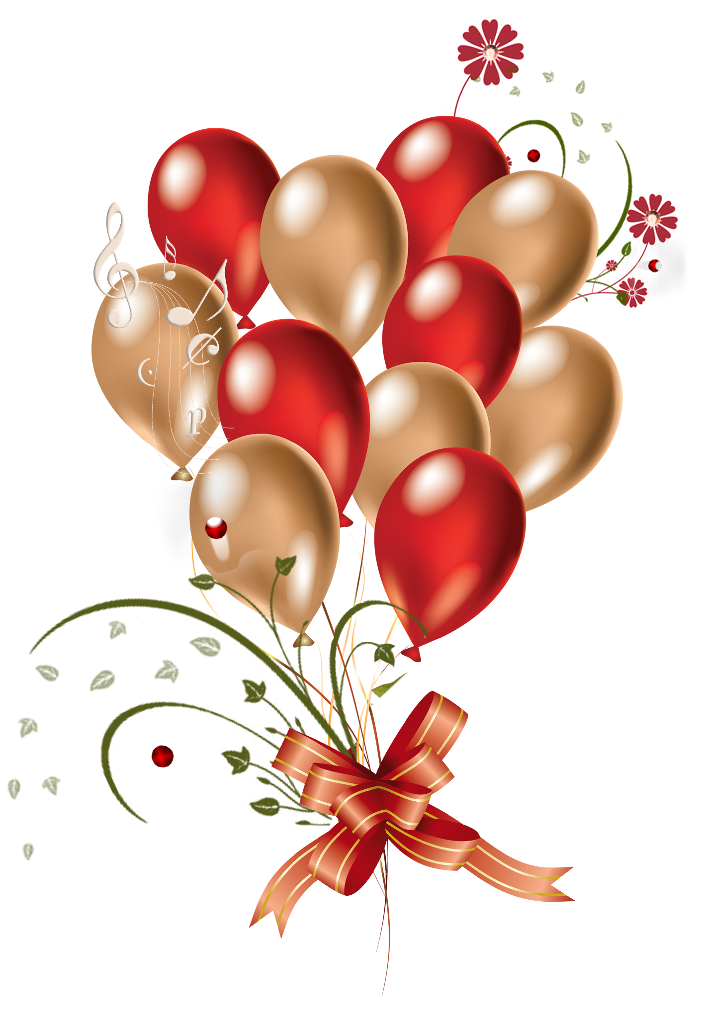 Pink And Gold Balloons PNG HD