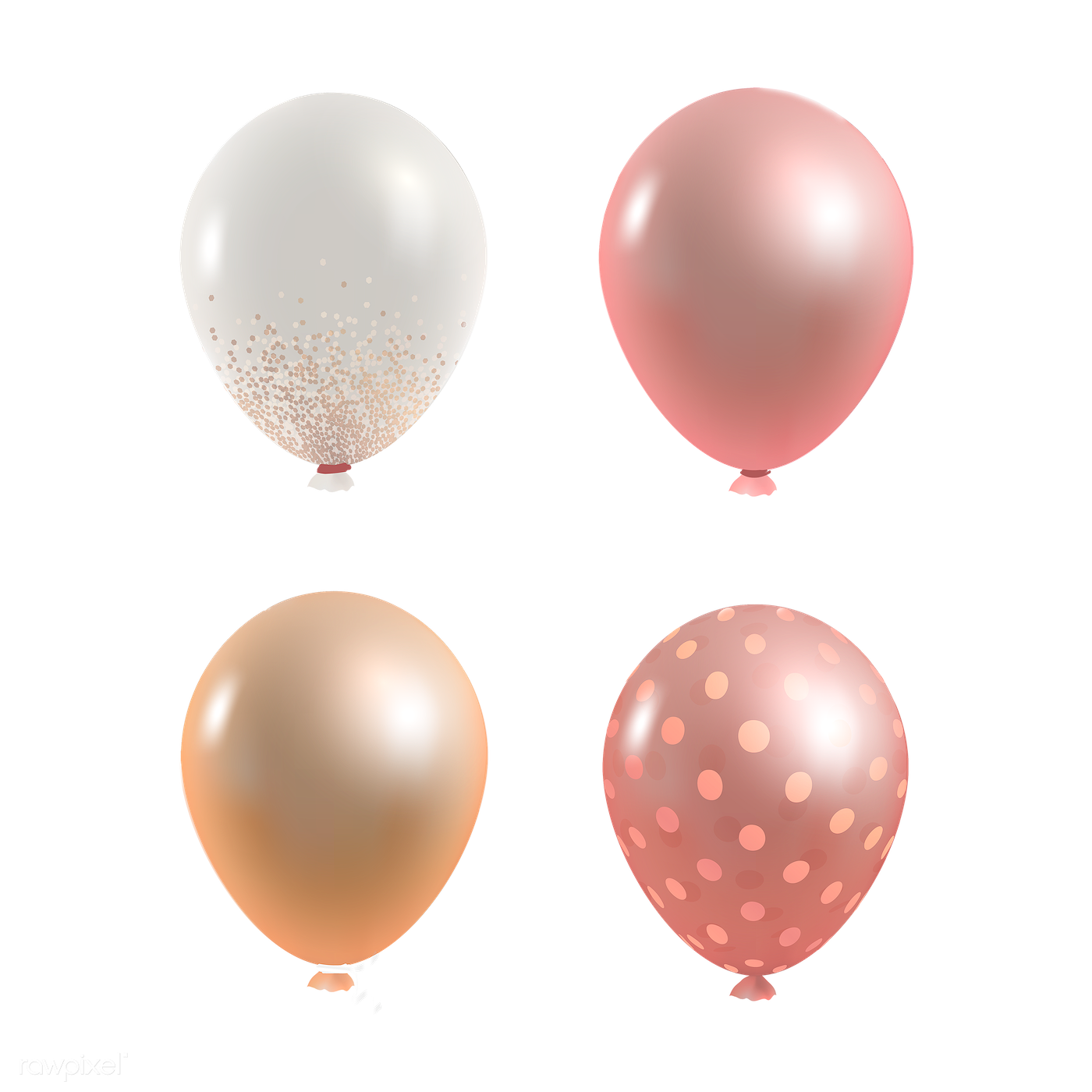 Pink And Gold Balloons PNG Photo
