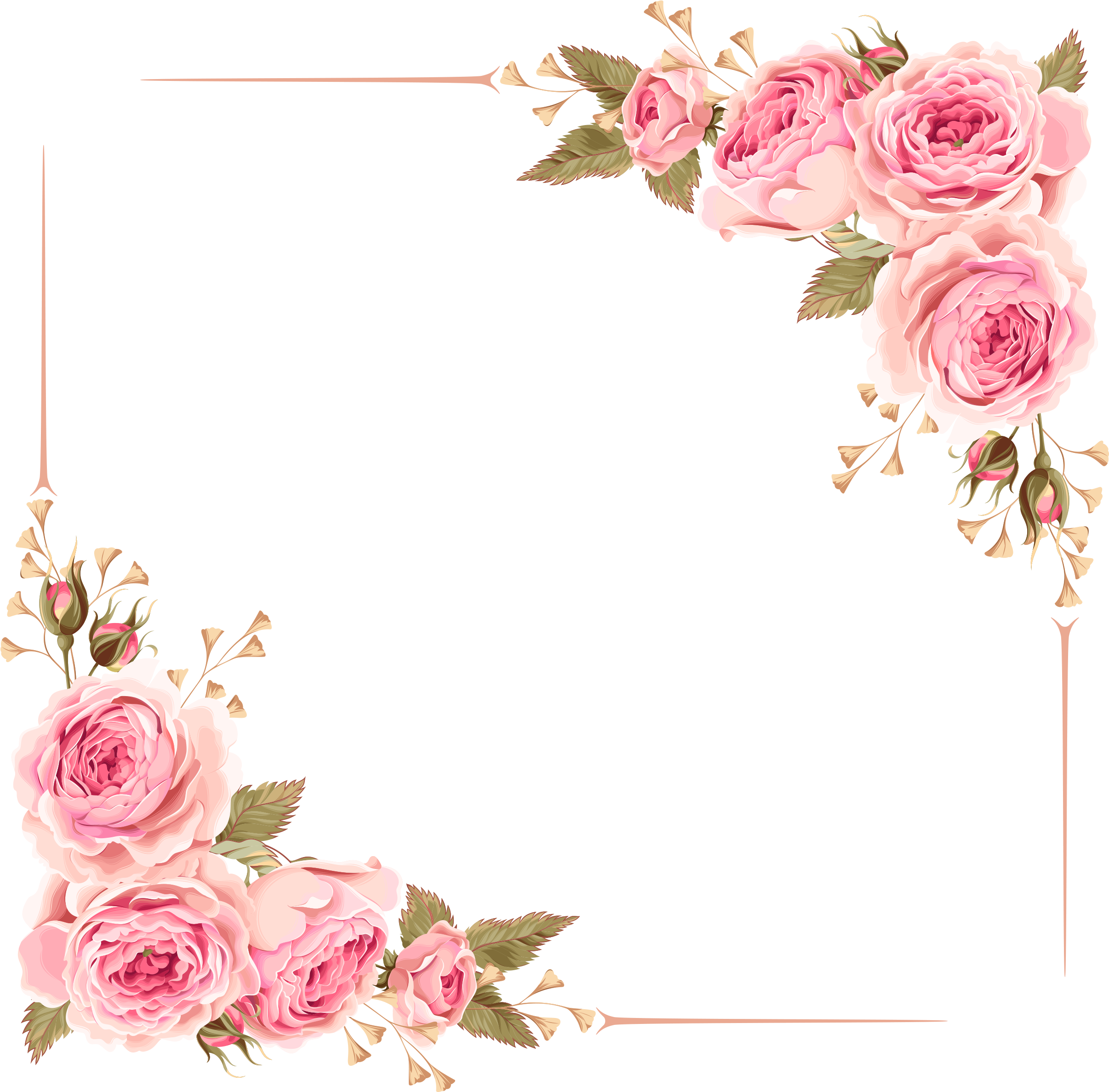 Rose Gold Flowers PNG Image