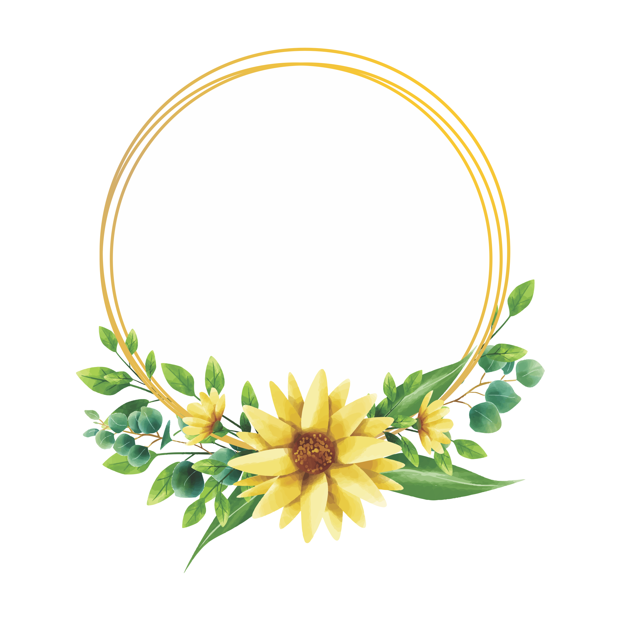 Sunflower Frame PNG Isolated Photo