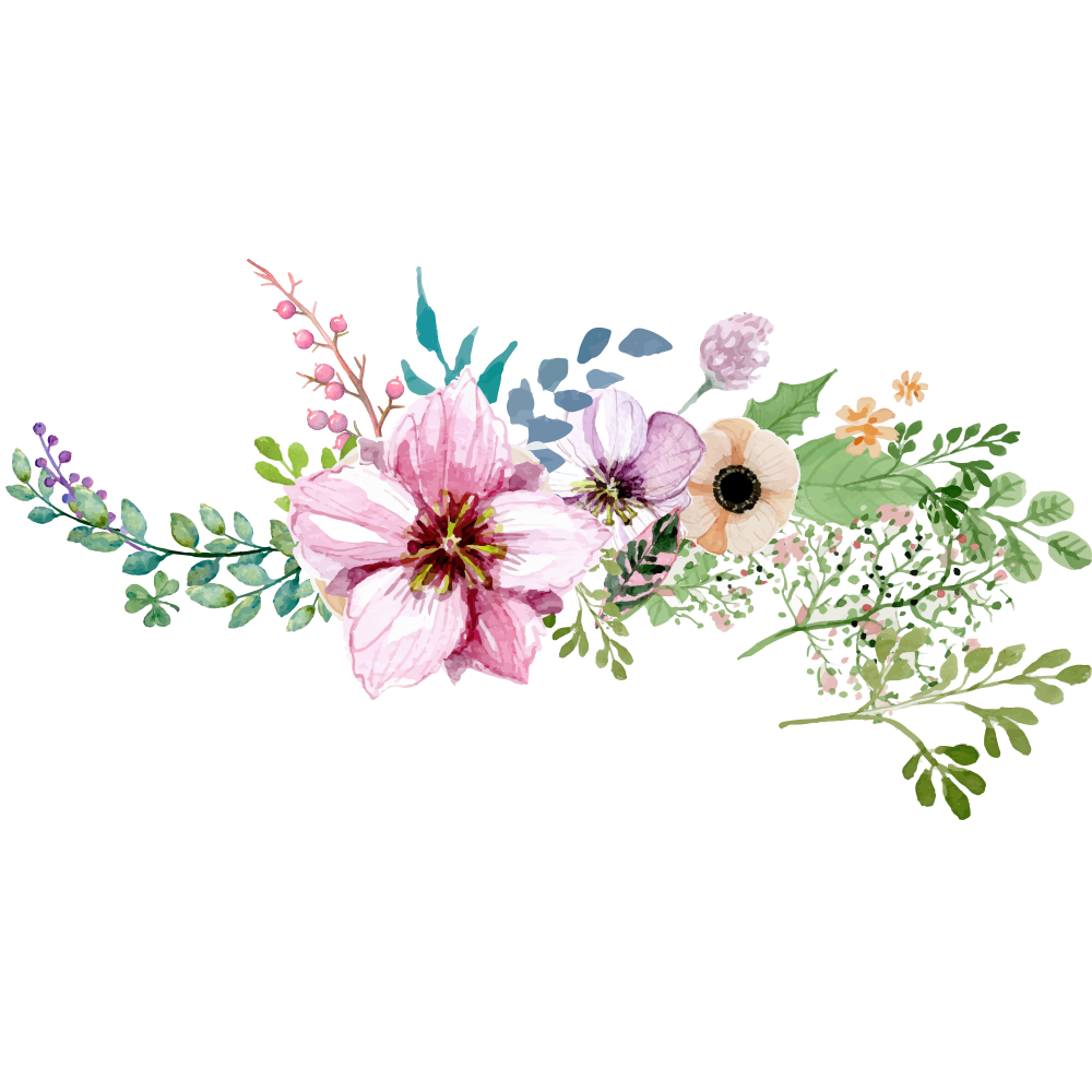 Watercolor Floral Frame PNG File