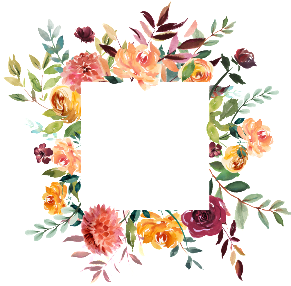Watercolor Floral Frame PNG Transparent