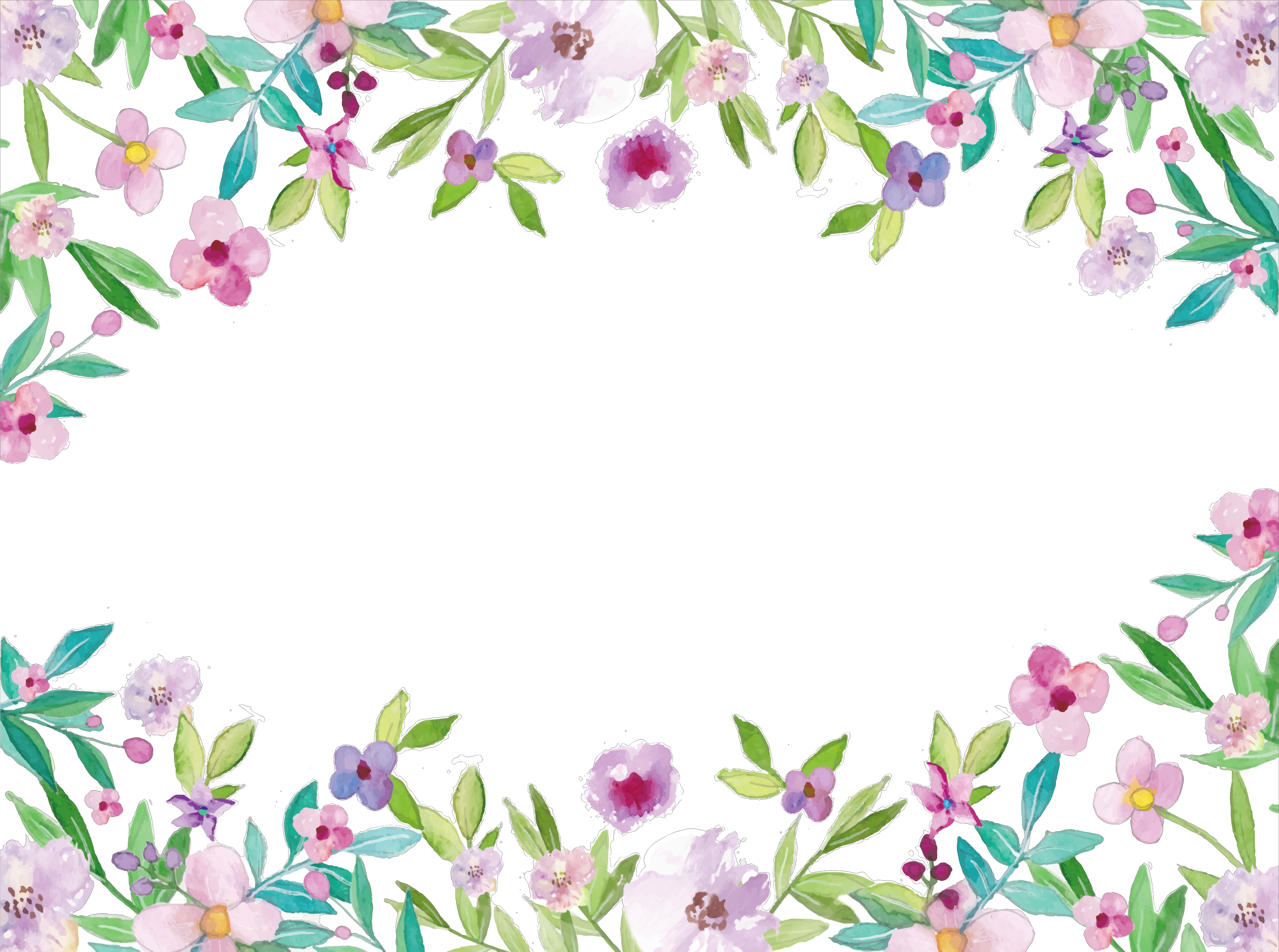 Watercolor Floral Frame Transparent PNG