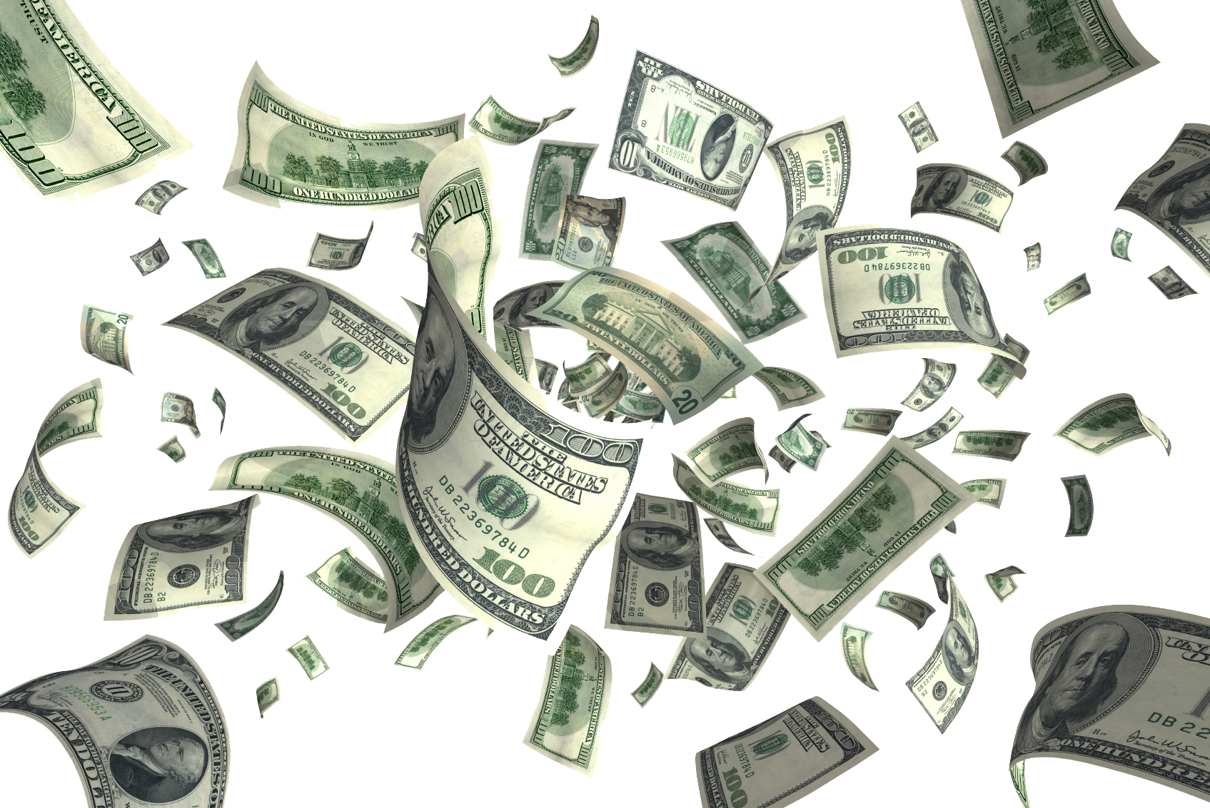 Flying Dollars PNG Picture