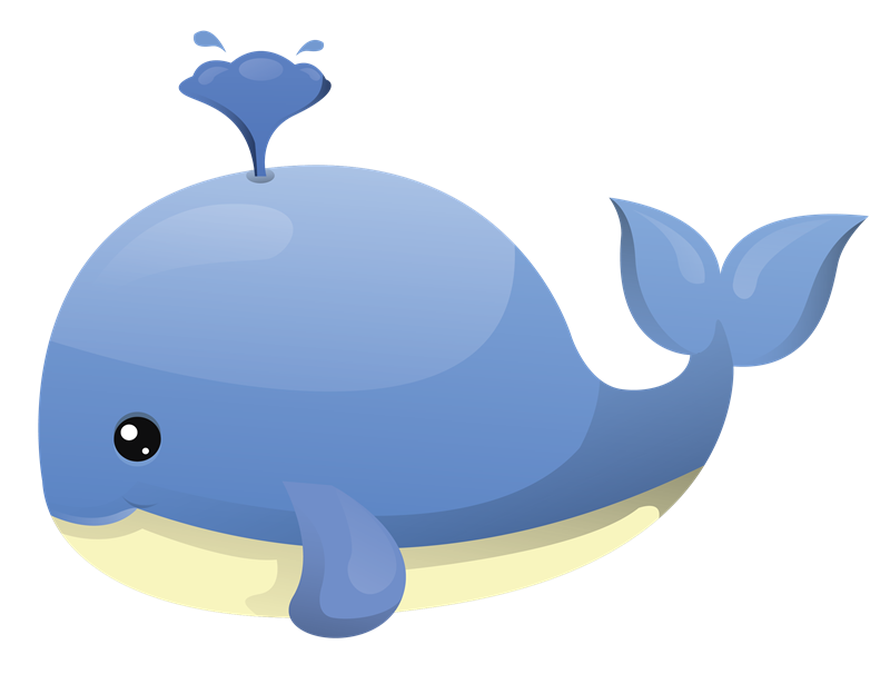 Милый кит прозрачный PNG