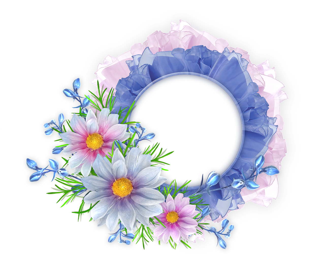 Floral Round Frame PNG Image