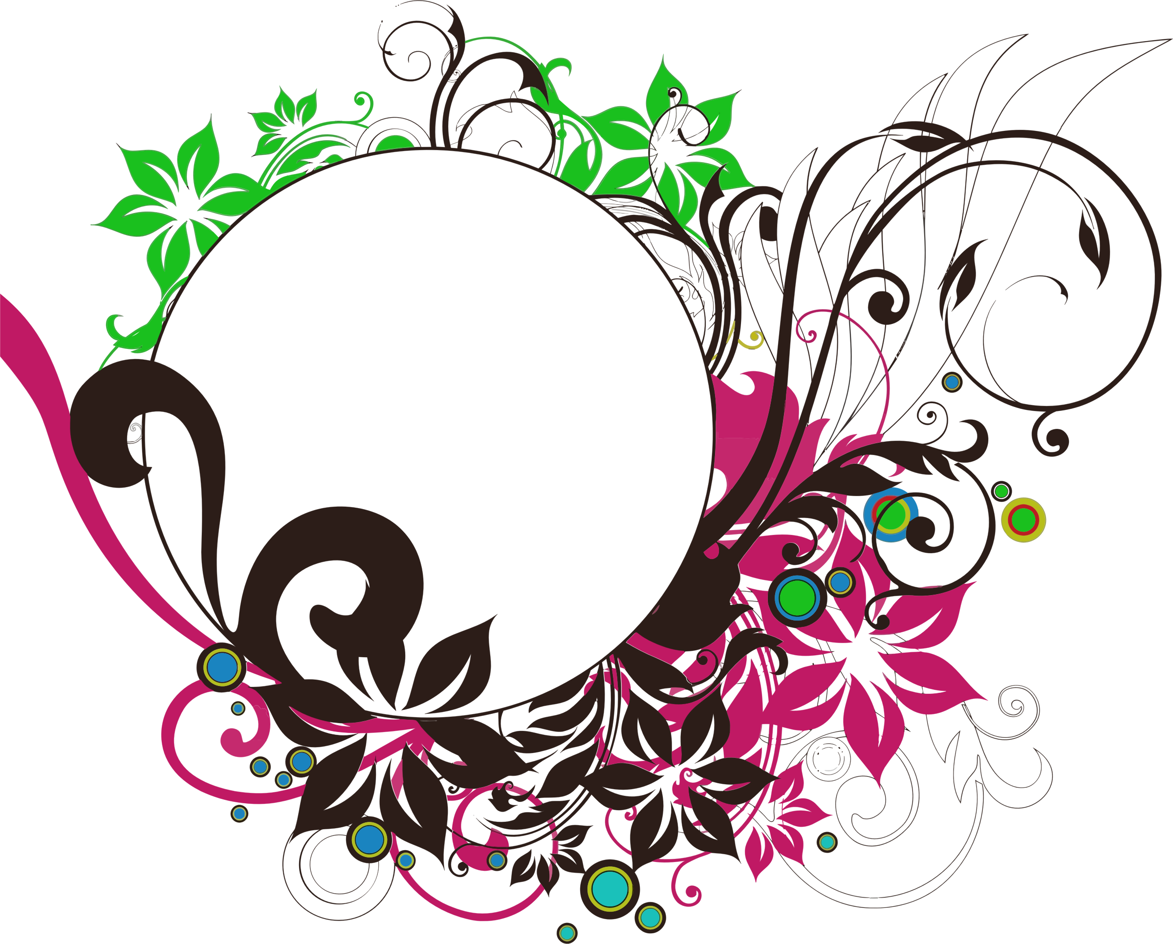 Floral Round Frame PNG Photo