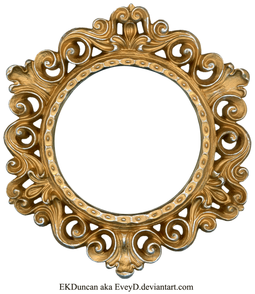 Golden Round Frame PNG Photo