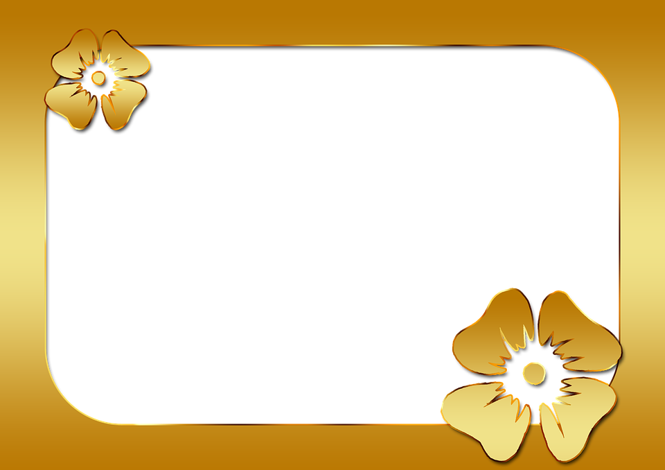 Altın çiçek çerçeve PNG Fotoğraf