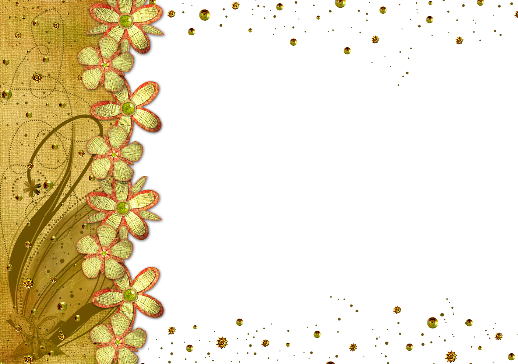 กรอบดอกไม้สีทอง PNG ภาพโปร่งใส
