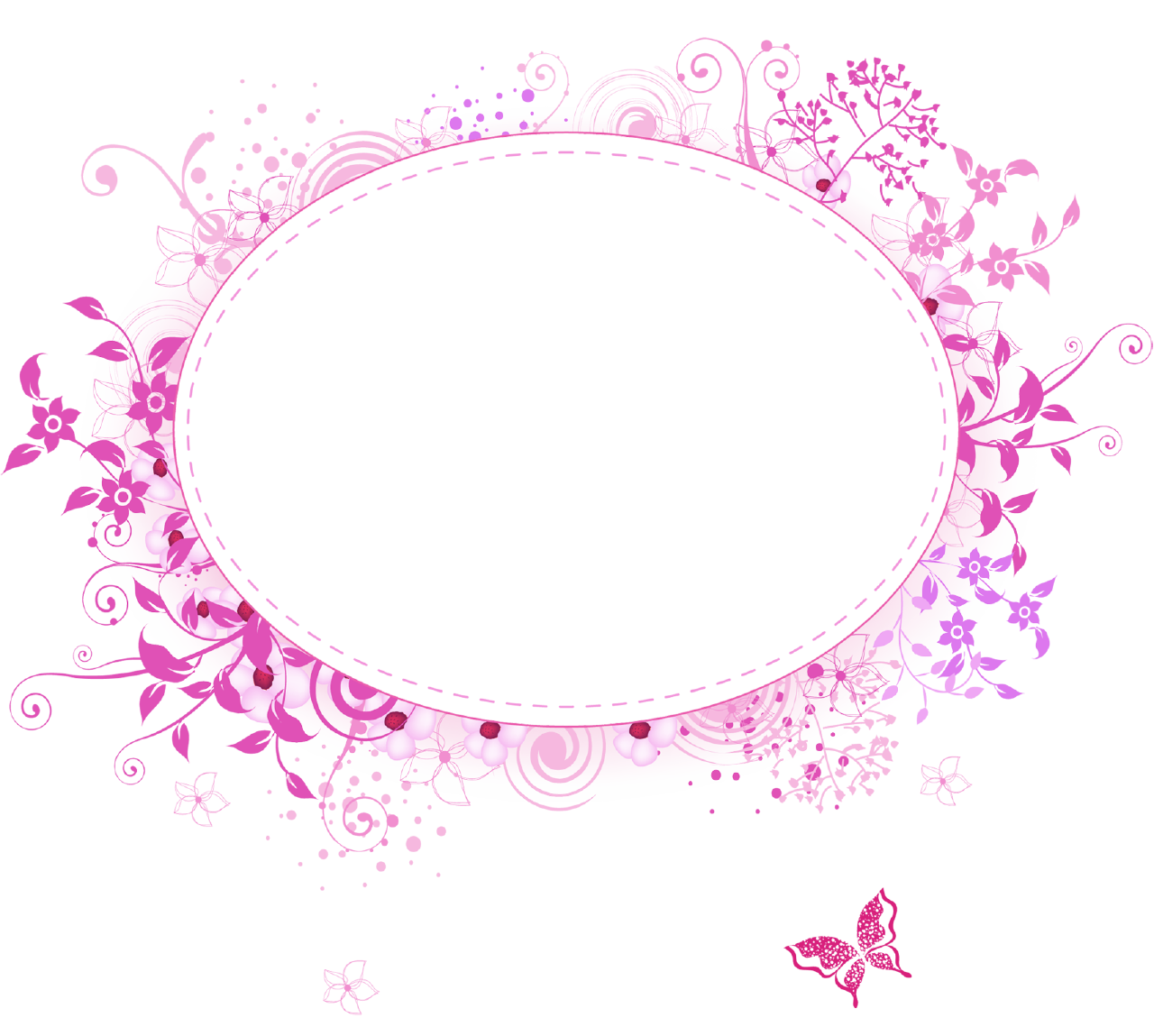 Pink Flower Frame PNG Transparent Image