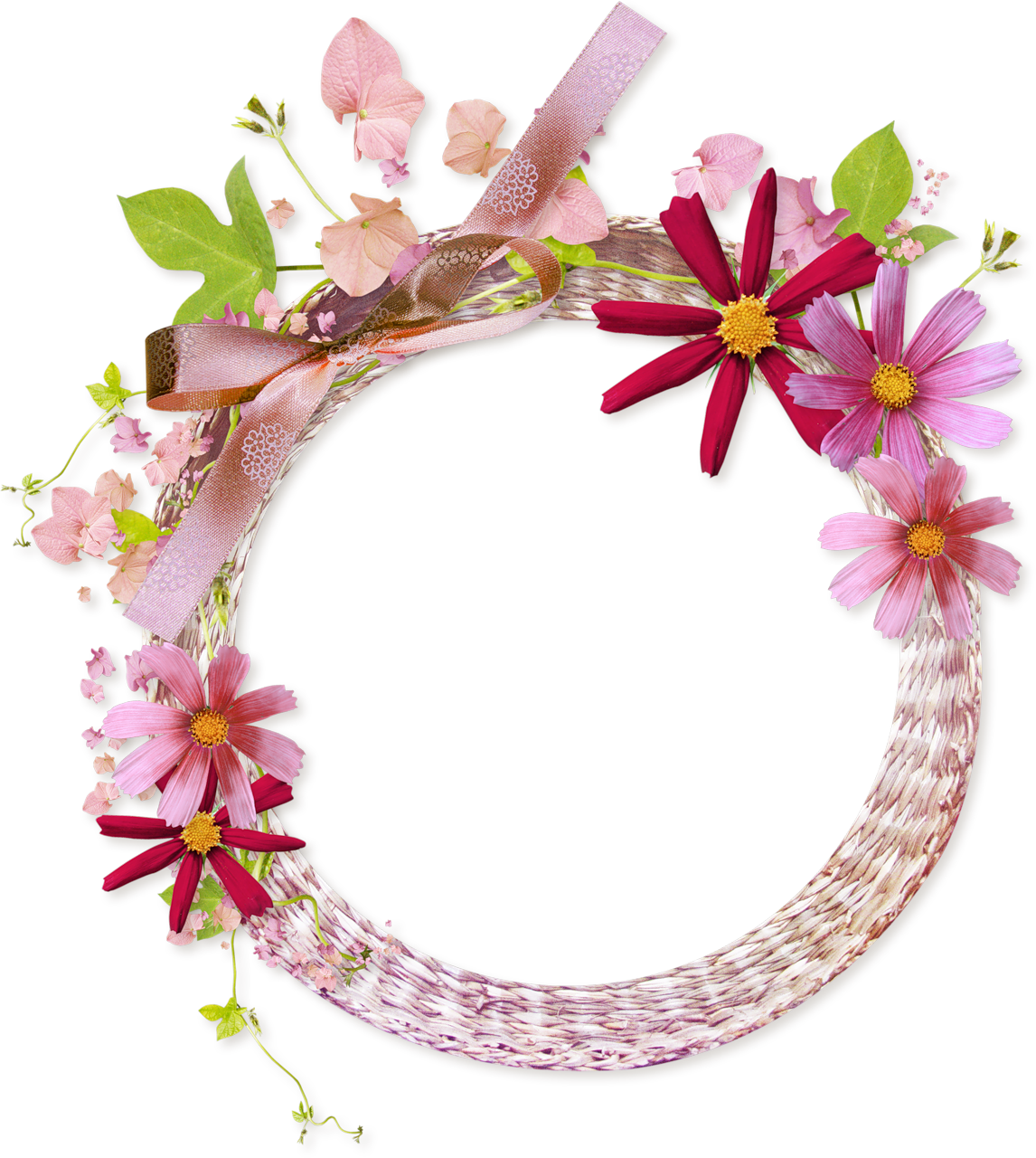 Pink Fondo transparente de marco de flores