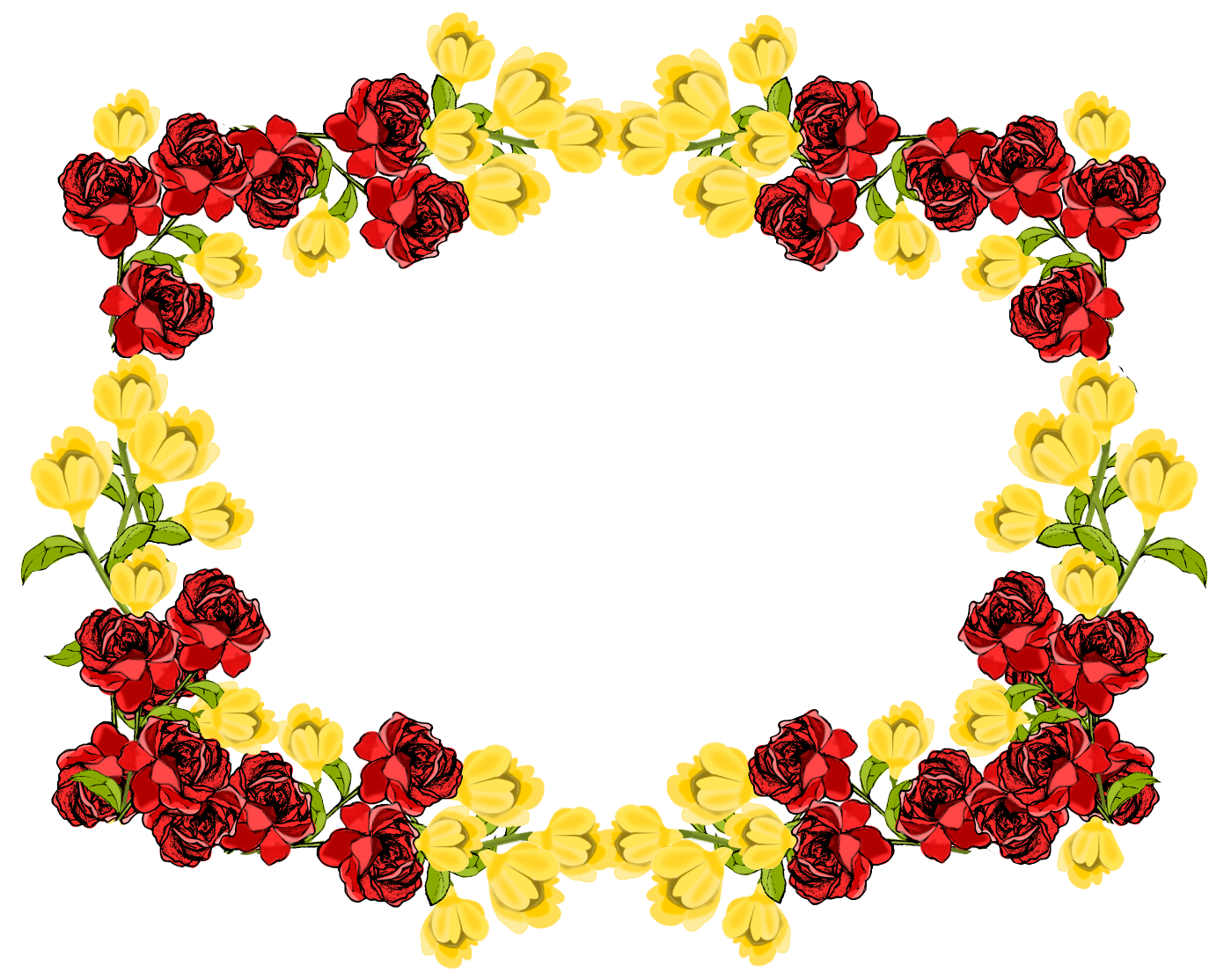 Cornice fiore rosso PNG HD