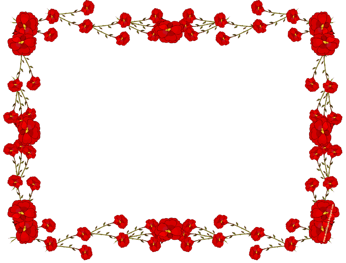 กรอบดอกไม้สีแดง PNG โปร่งใส