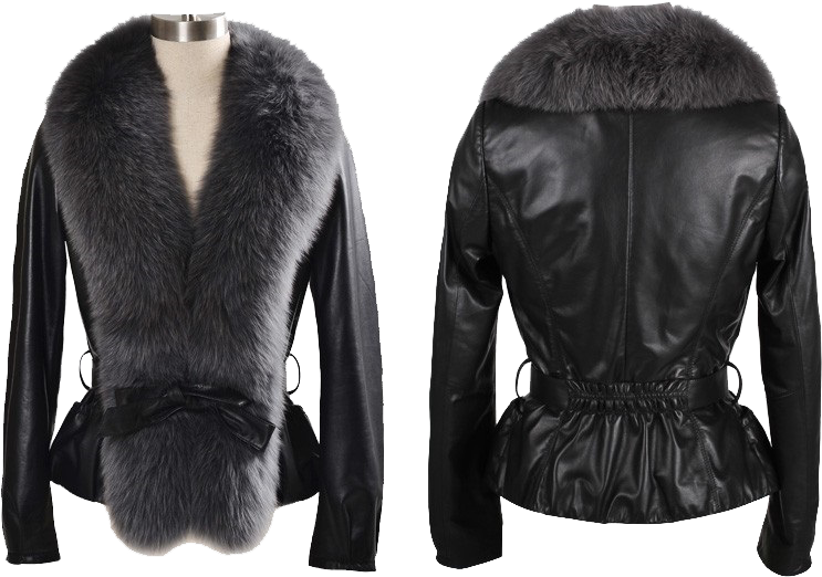 Fur Lined Leather Jacket PNG File