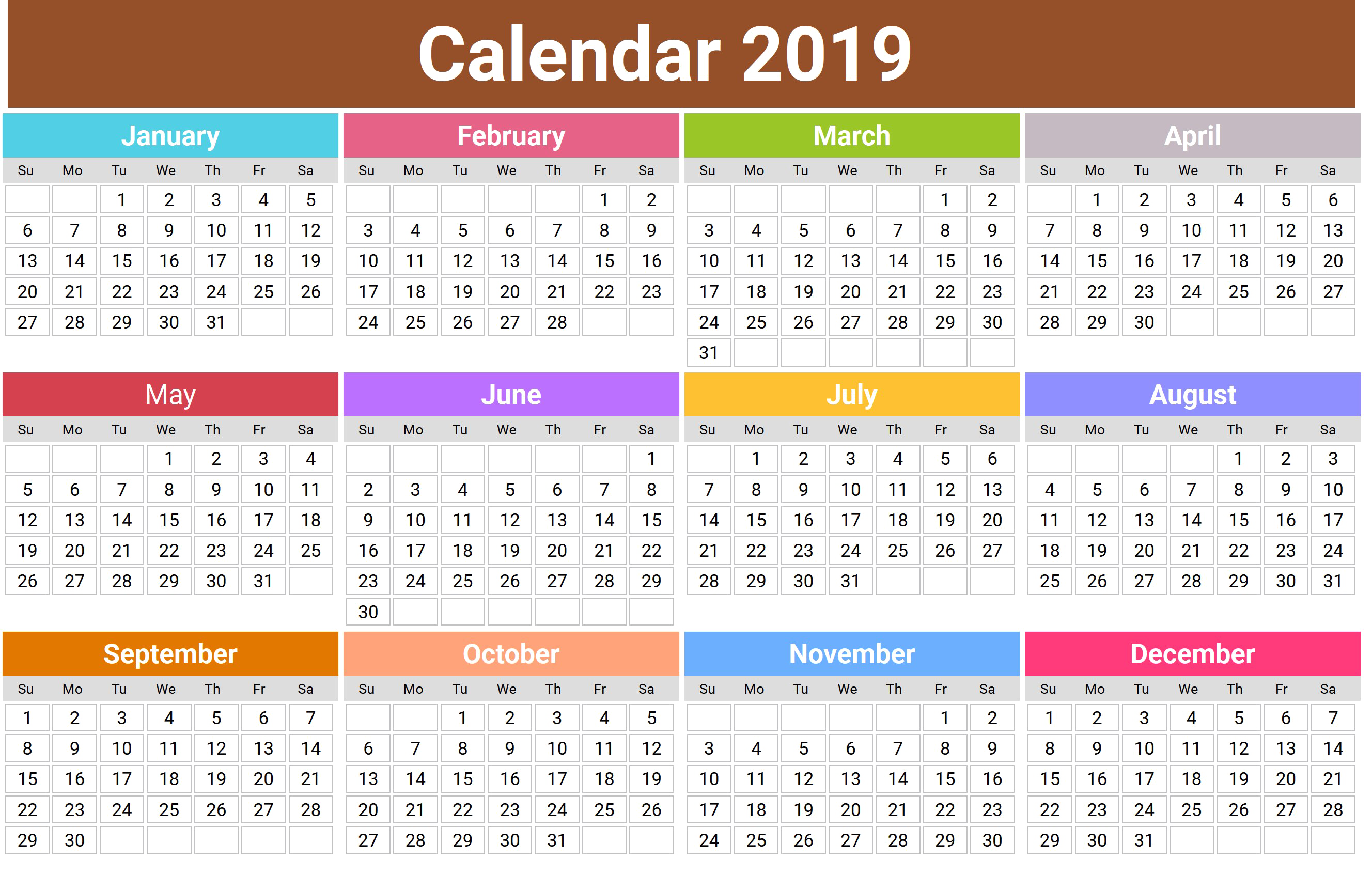 2019 Calendar PNG Pic