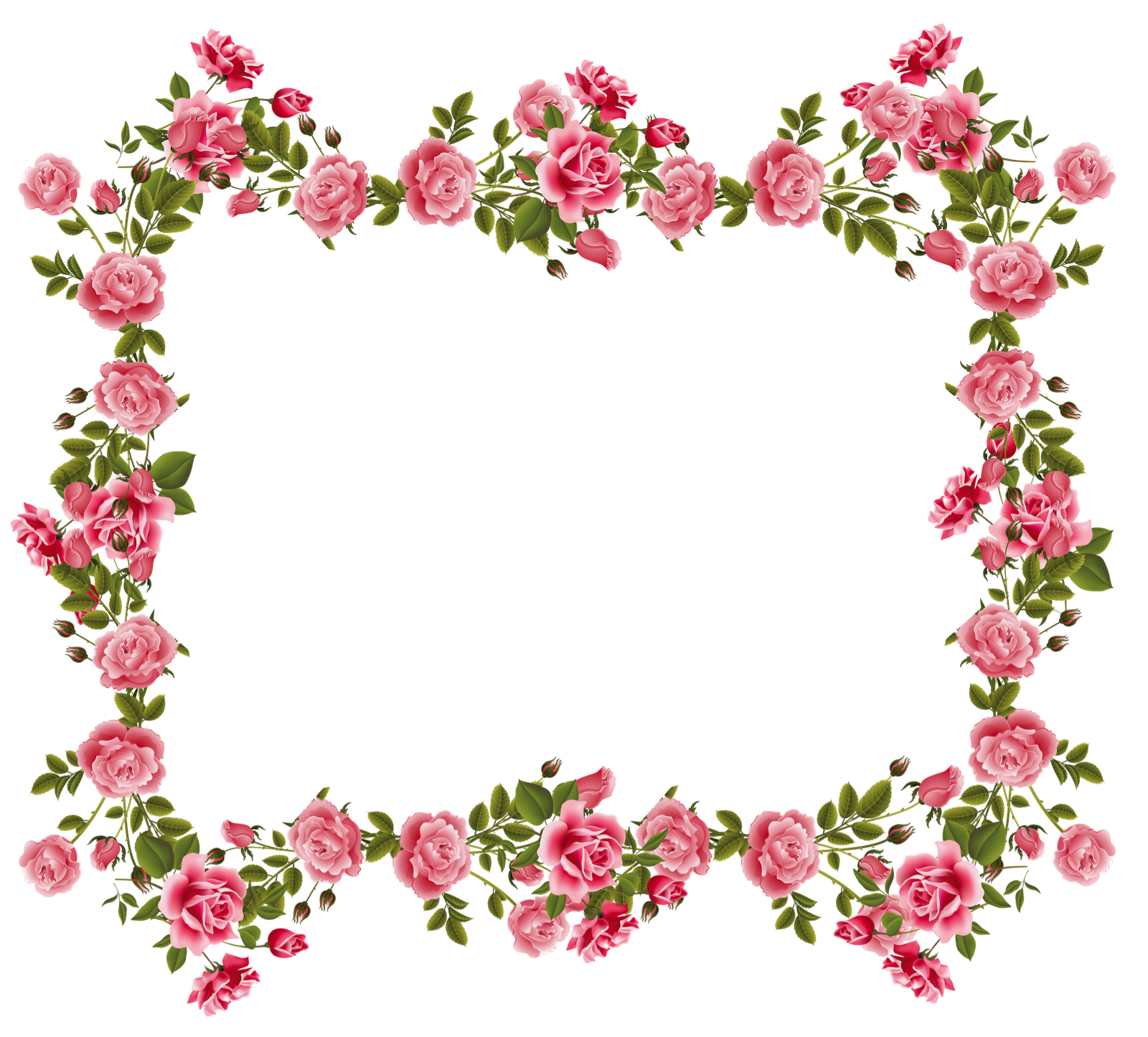 Romantische roze bloem grens PNG Beeld