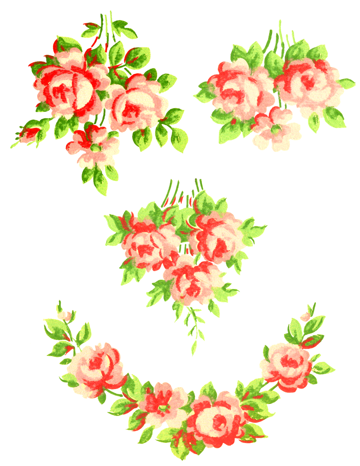 Romantische roze bloem grens PNG Pic