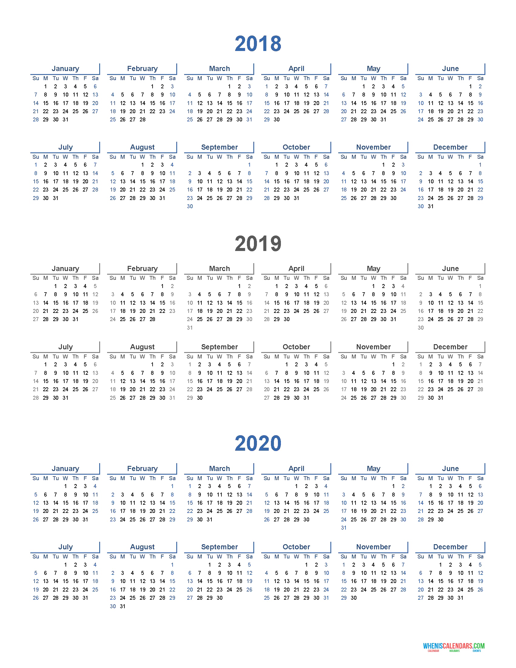 2020 Calendario PNG Punta Trasparente